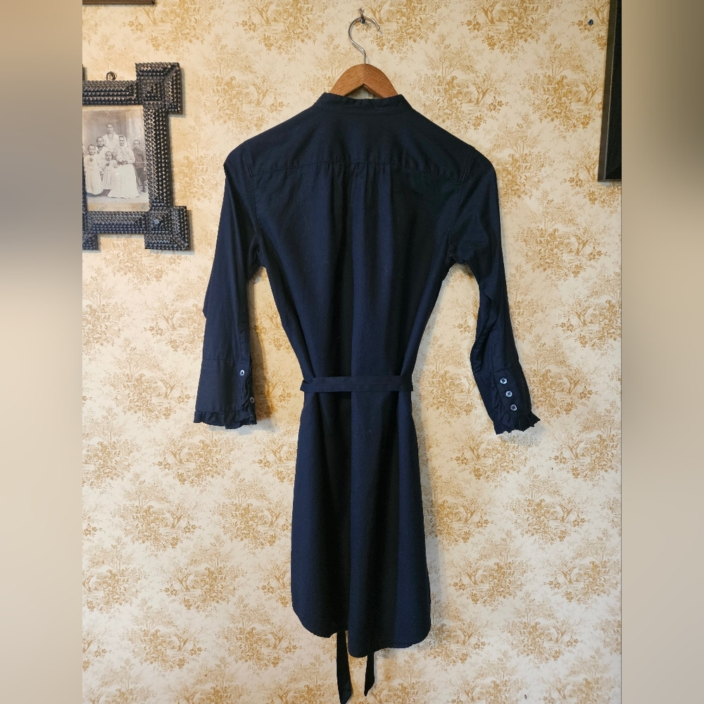 Gap 100% Cotton Navy Shirt Dress With Tie Belt - Picture 7 of 12